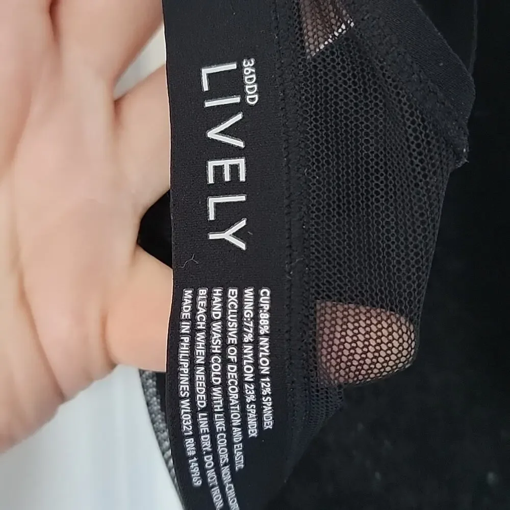 Lively Lace No Wire Push Up Bra, Jet Black, 36DDD